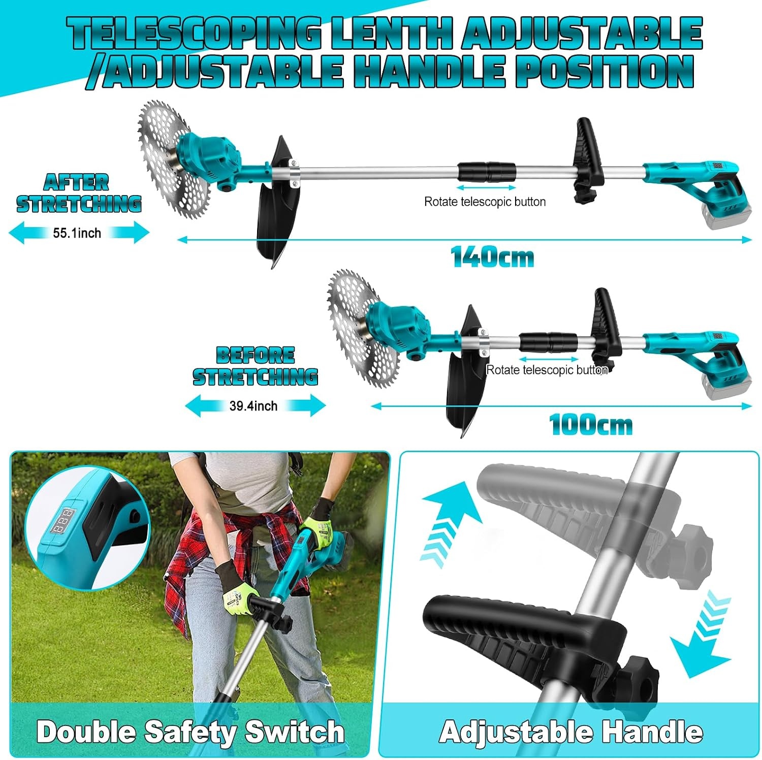 Coupe-bordure 4-en-1 sans fil compatible Makita 18V - Jusqu'à -35%