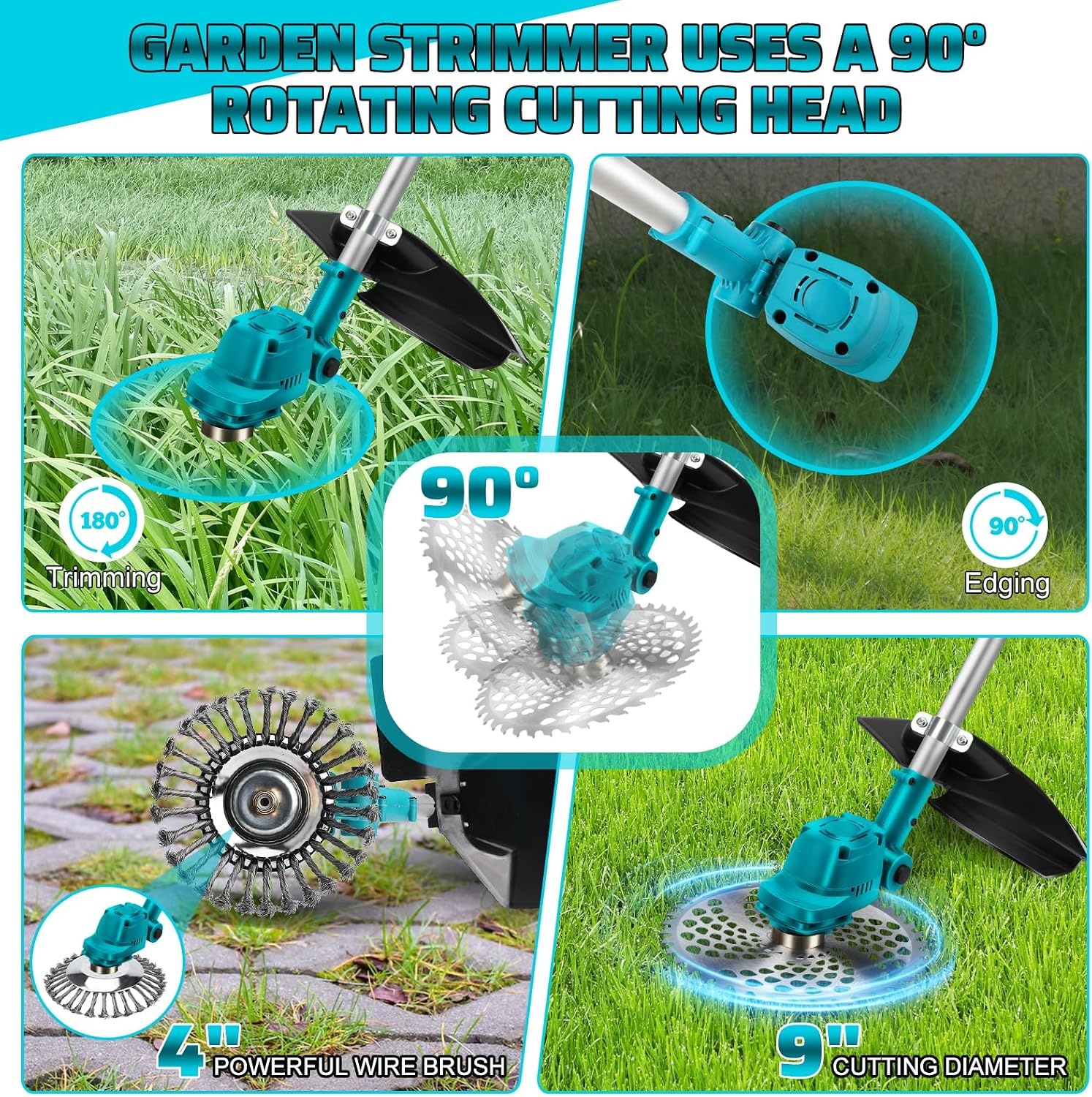 Coupe-bordure 4-en-1 sans fil compatible Makita 18V - Jusqu'à -35%
