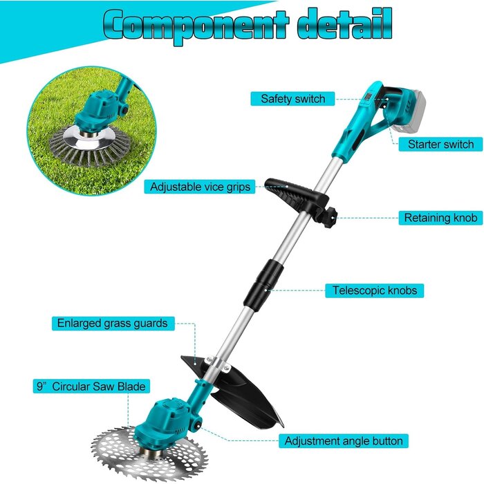 Coupe-bordure 4-en-1 sans fil compatible Makita 18V - Jusqu'à -35%