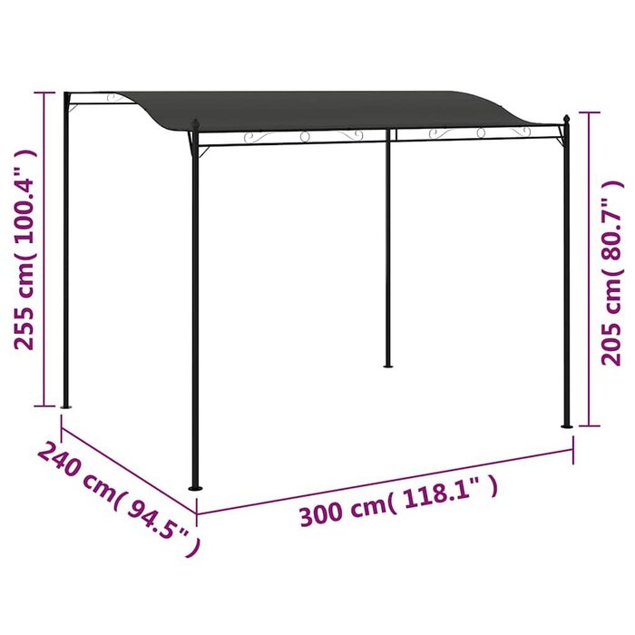 Vidaxl Auvent de jardin 3 x 2,4 m Anthracite - Jusqu'à 35% de réduction