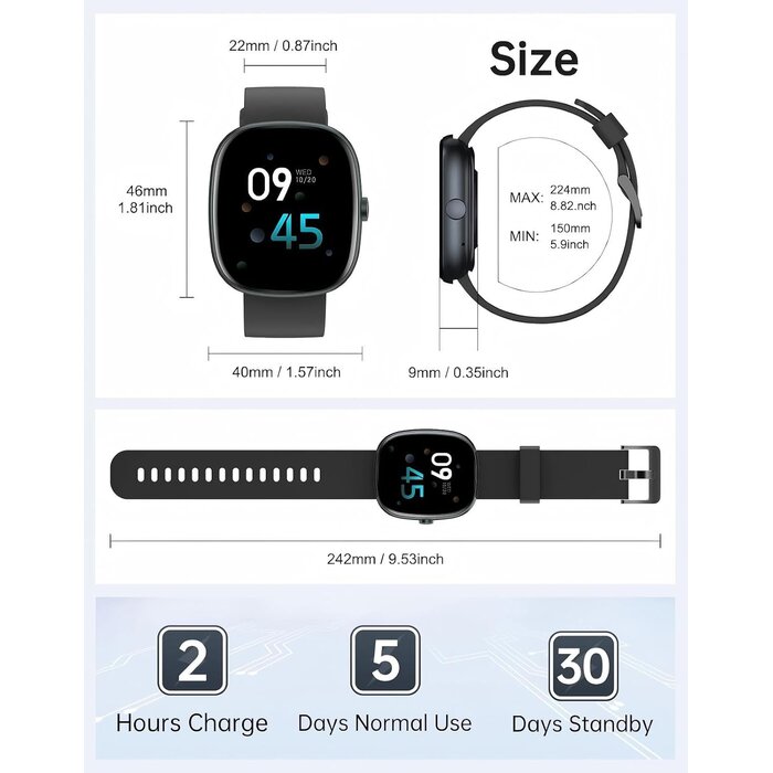 Montre connectée intelligente HD - Appels Bluetooth - Jusqu'à -27%