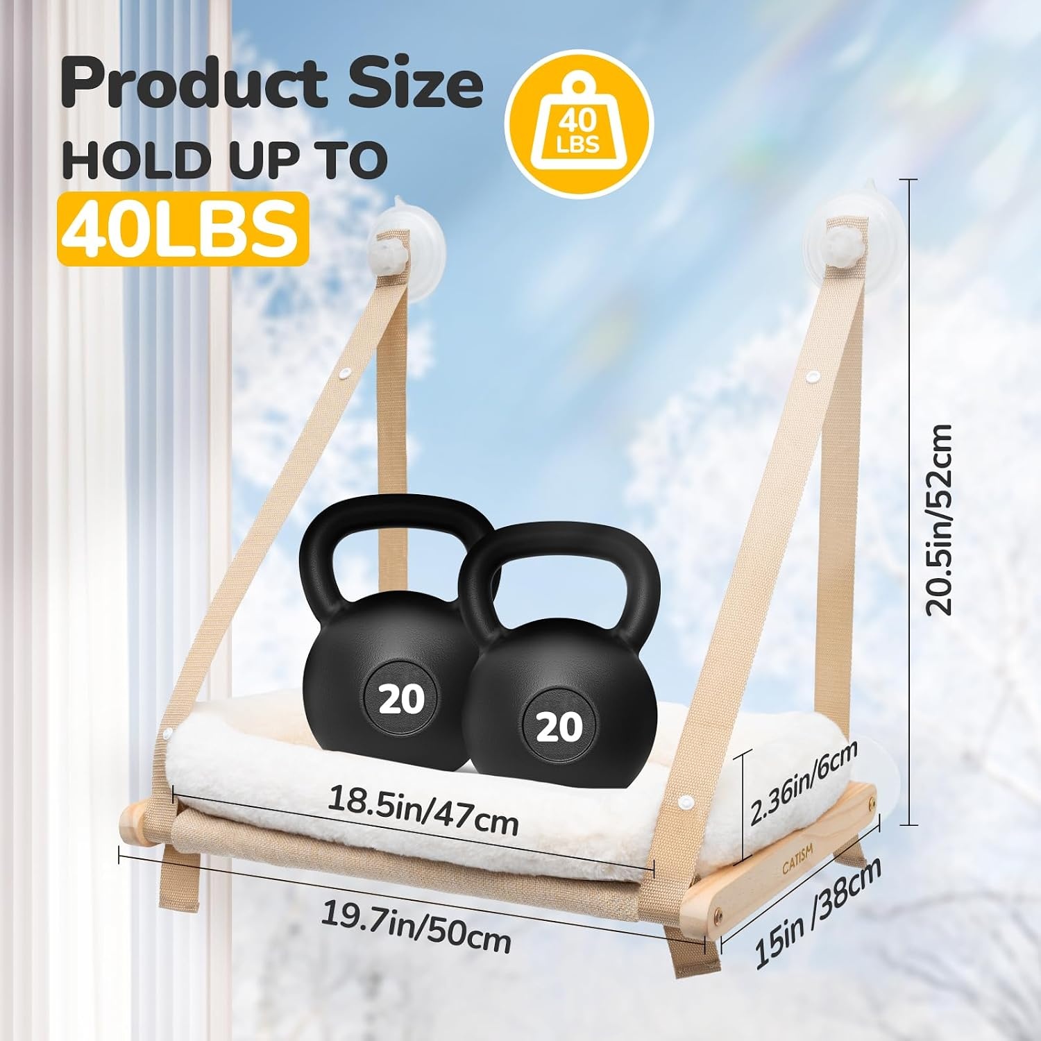 Hamac de fenêtre pour chat en bois pliable - Gris - Jusqu'à 32% de remise