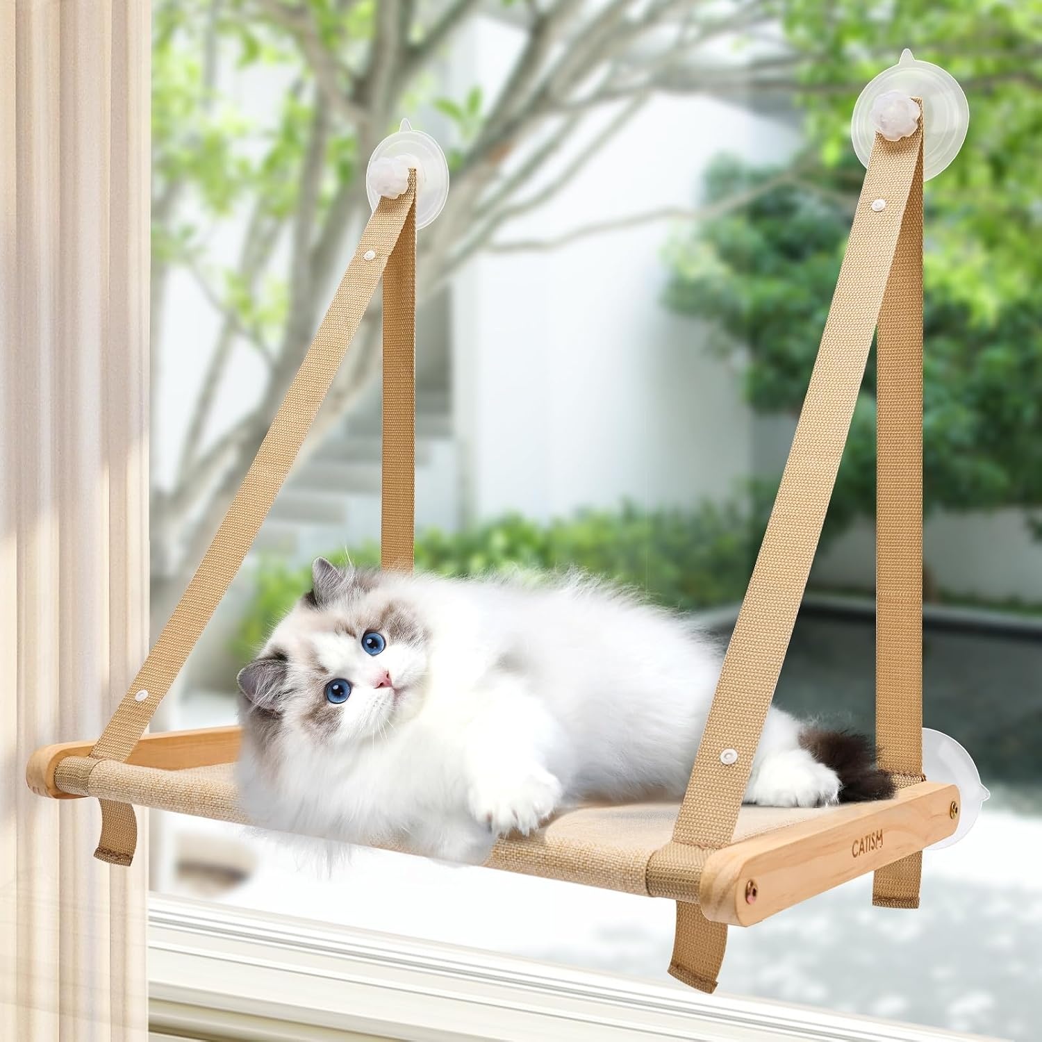 Hamac de fenêtre pour chat en bois pliable - Gris - Jusqu'à 32% de remise