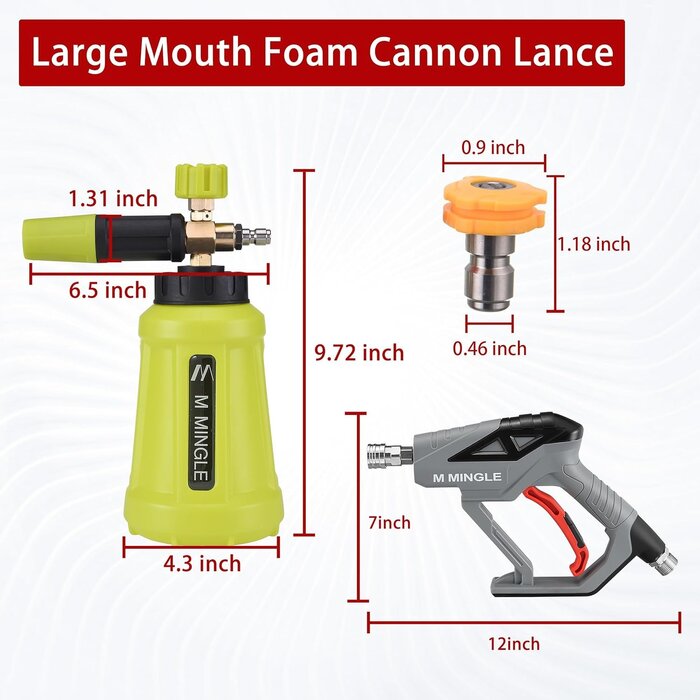 Canon à Mousse Haute Pression 4000 PSI + 5 Buses - Jusqu'à 34% de remise