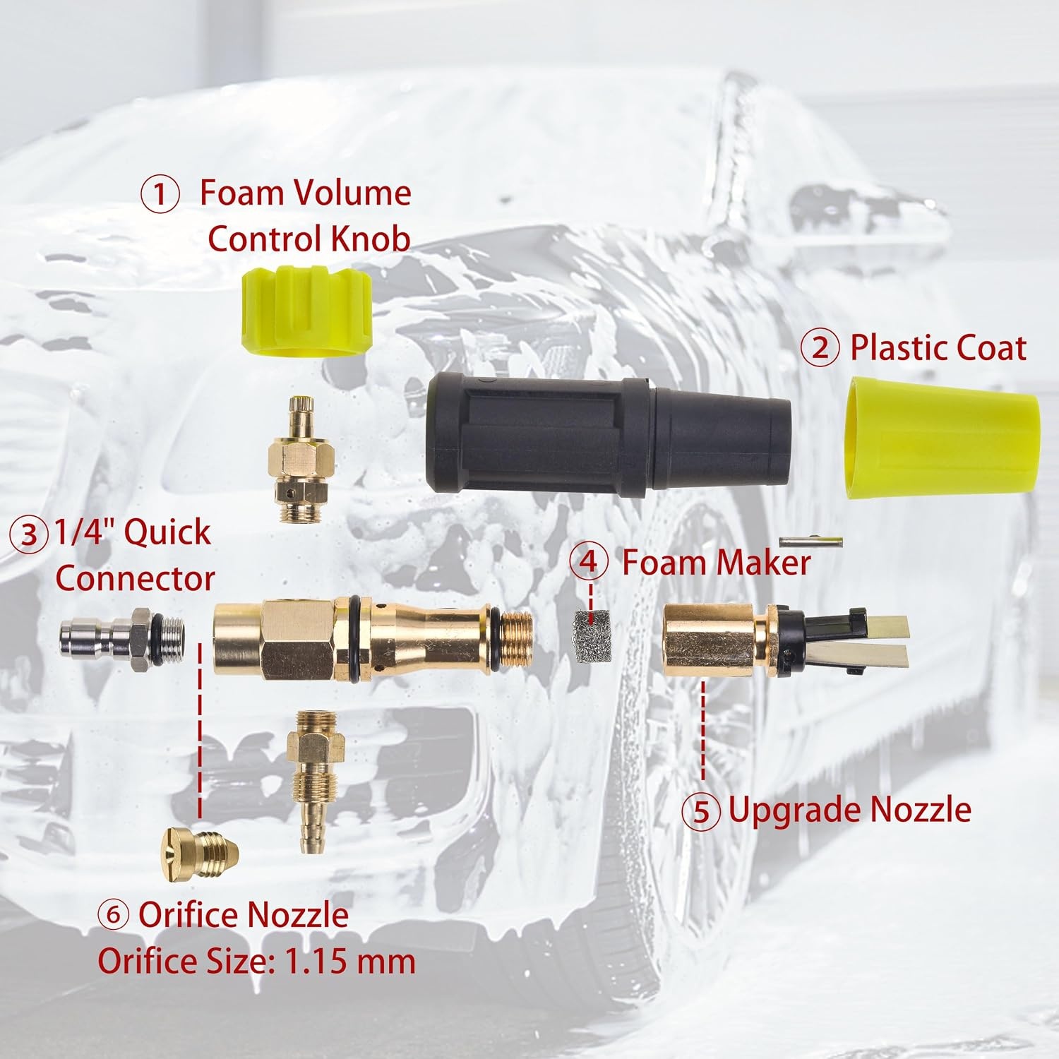 Canon à Mousse Haute Pression 4000 PSI + 5 Buses - Jusqu'à 34% de remise