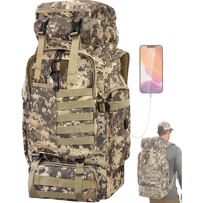 Sac à dos randonnée 80L militaire - Noir - Jusqu'à -32% sur votre équipement