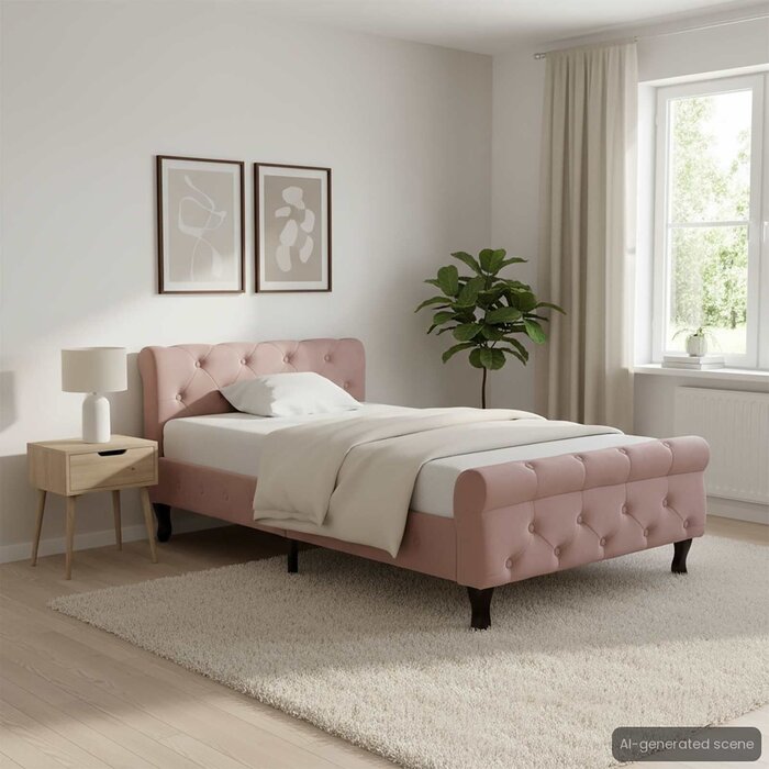Cadre de lit en velours rose 90x200 cm - Jusqu'à -35%