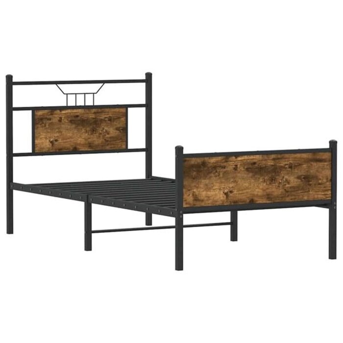 Cadre de lit 90x200 cm bois chêne fumé - Jusqu'à -34% de remise