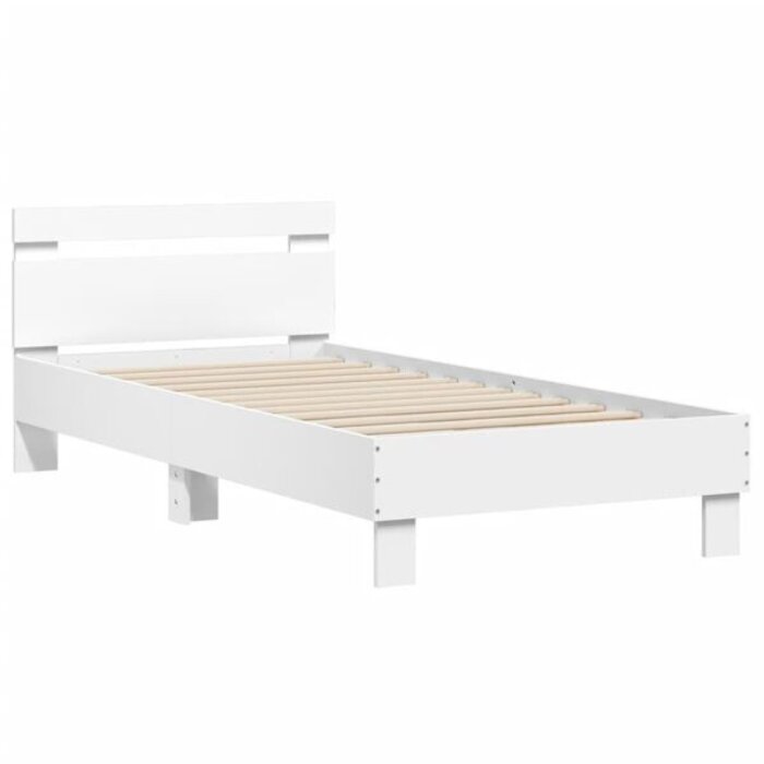 Cadre de lit blanc 75 x 190 cm avec tête de lit - Jusqu'à 34% de remise