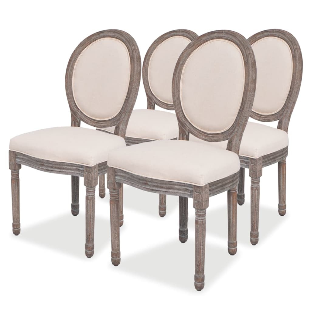 Lot de 4 chaises salle à manger tissu crème - Jusqu'à -35%