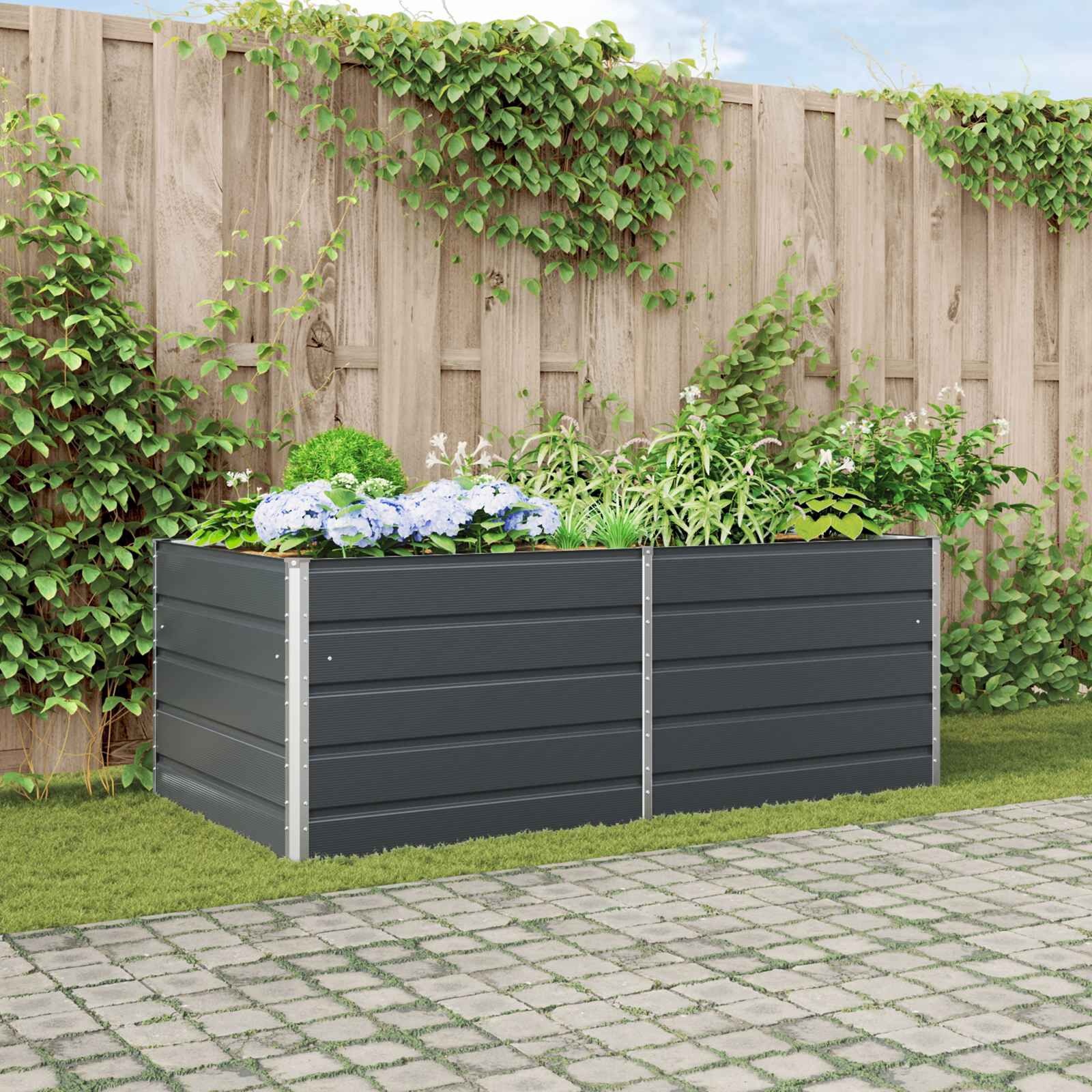 Bac à fleurs acier anthracite 195x100x45 cm - Jusqu'à 34% de remise