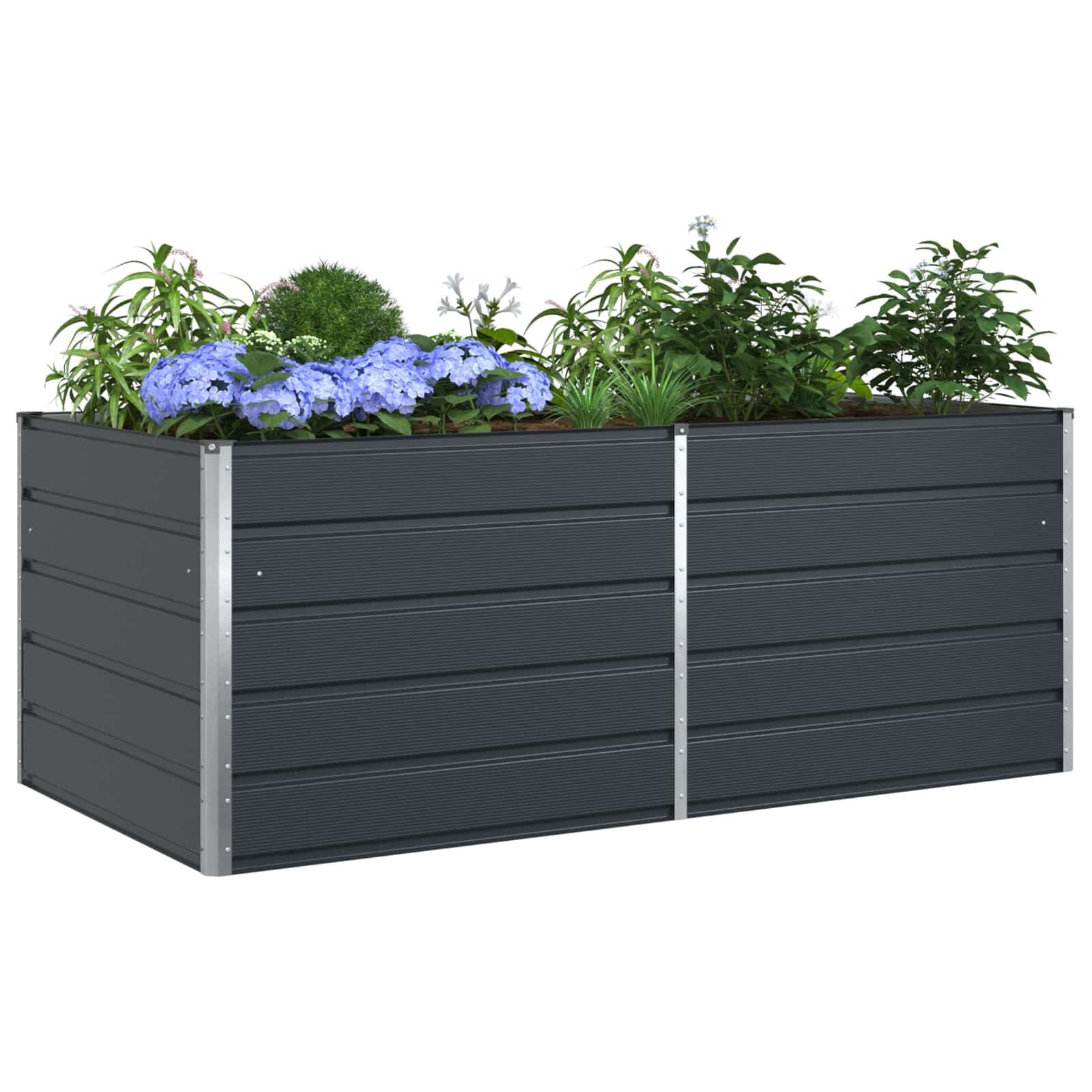 Bac à fleurs acier anthracite 195x100x45 cm - Jusqu'à 34% de remise