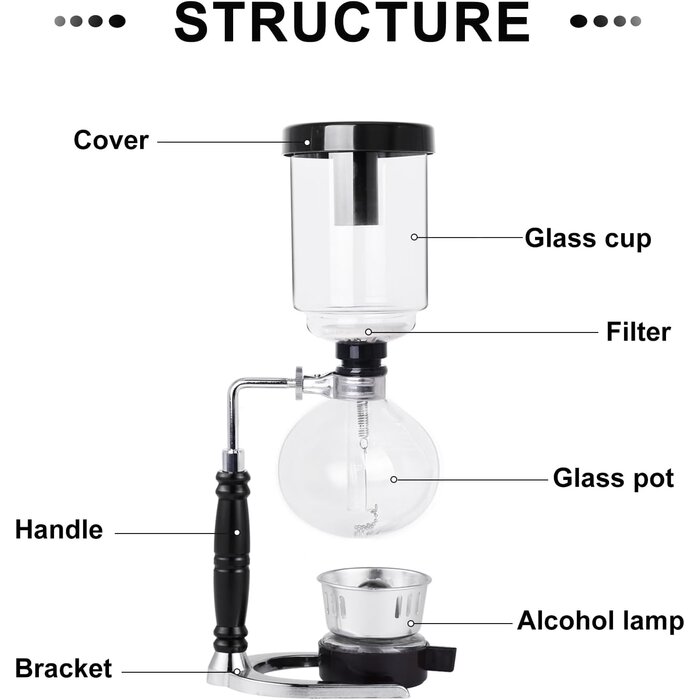 Cafetière à dépression Siphon 3 tasses - Jusqu'à 28% de remise