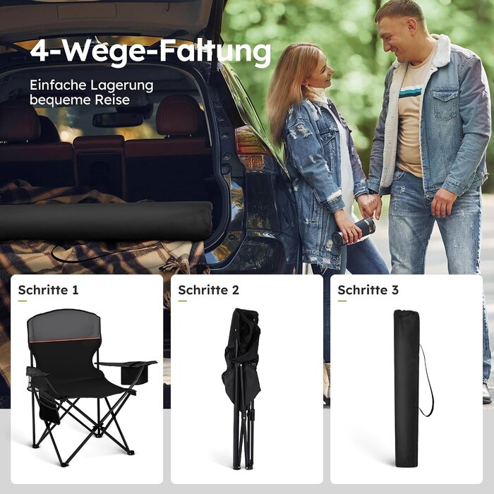 Lot de 2 chaises de camping pliables avec glacière - Noir - Jusqu'à -29%