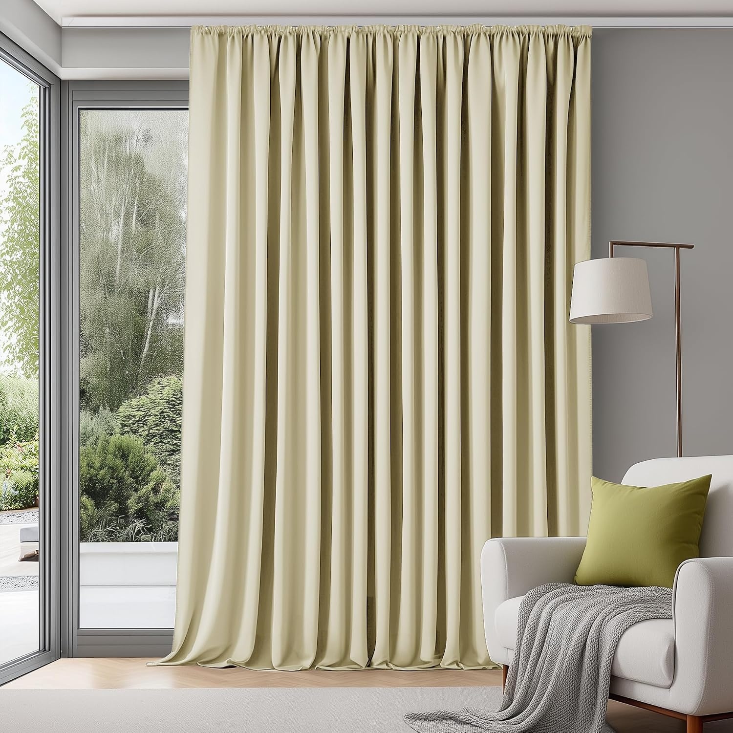 Rideau Occultant Isolant Beige 280x245cm - Jusqu'à -27% sur le prix neuf