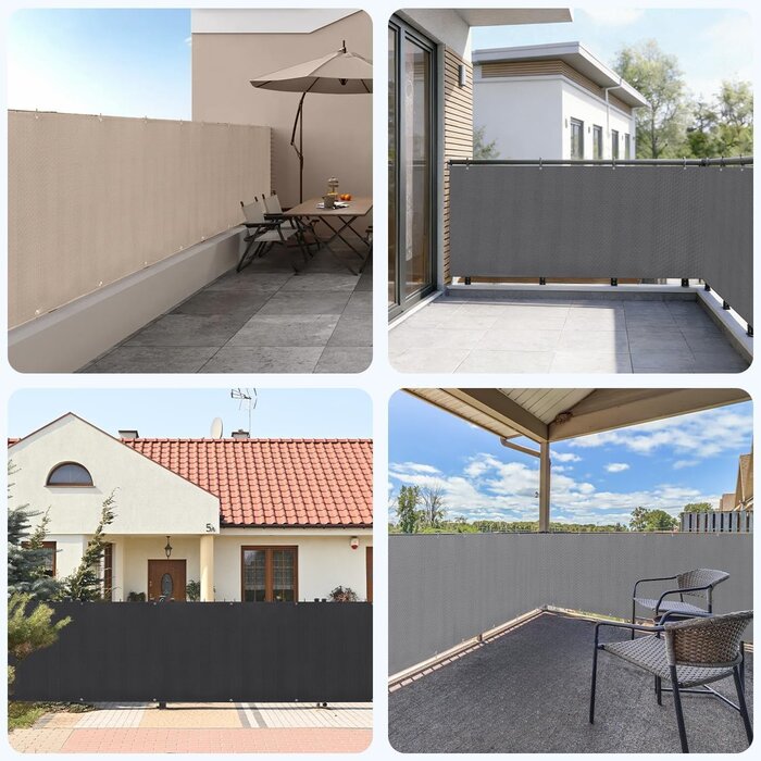 Brise-vue balcon taupe 90x600cm - Protection UV - Jusqu'à 32% de remise