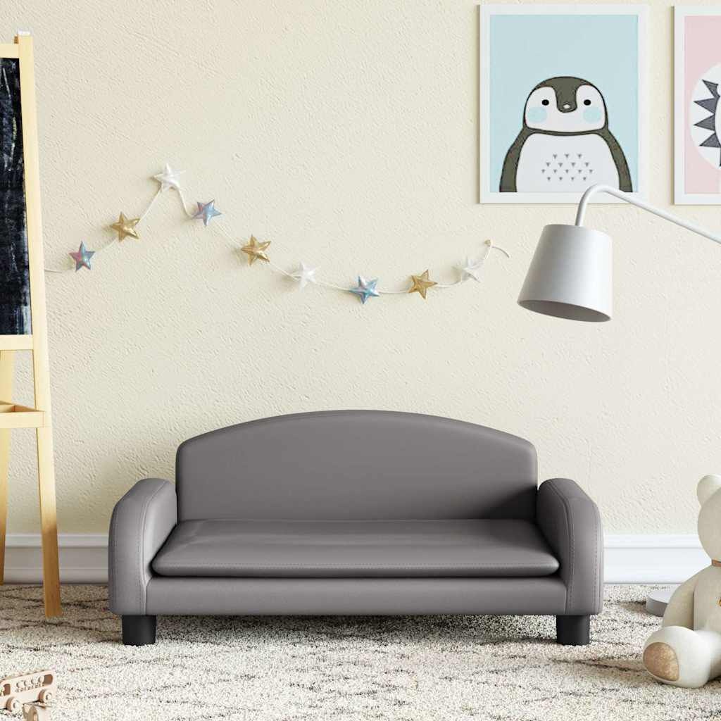 Vidaxl Canapé enfant en similicuir gris - Jusqu'à 66% de réduction