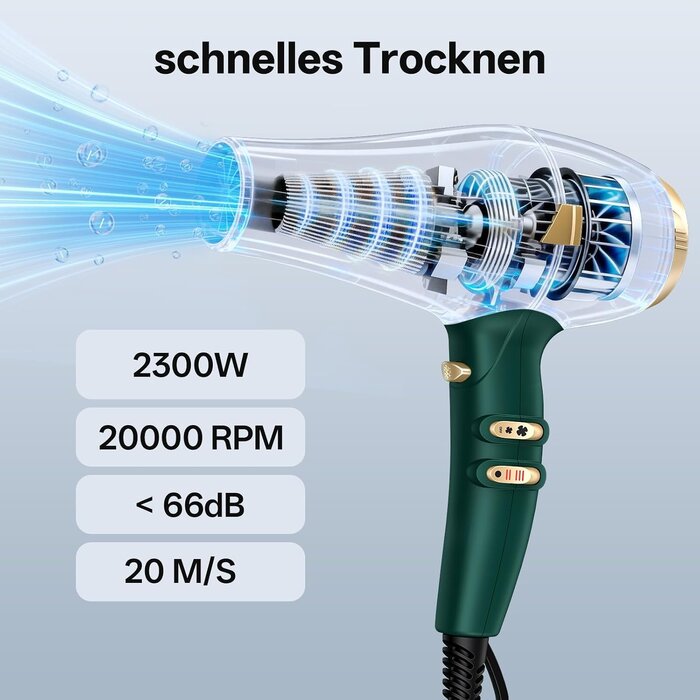 Sèche-cheveux professionnel 2400W ionique - Vert foncé - Jusqu'à -33%