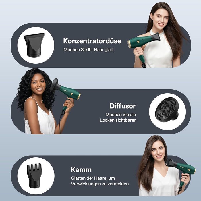 Sèche-cheveux professionnel 2400W ionique - Vert foncé - Jusqu'à -33%