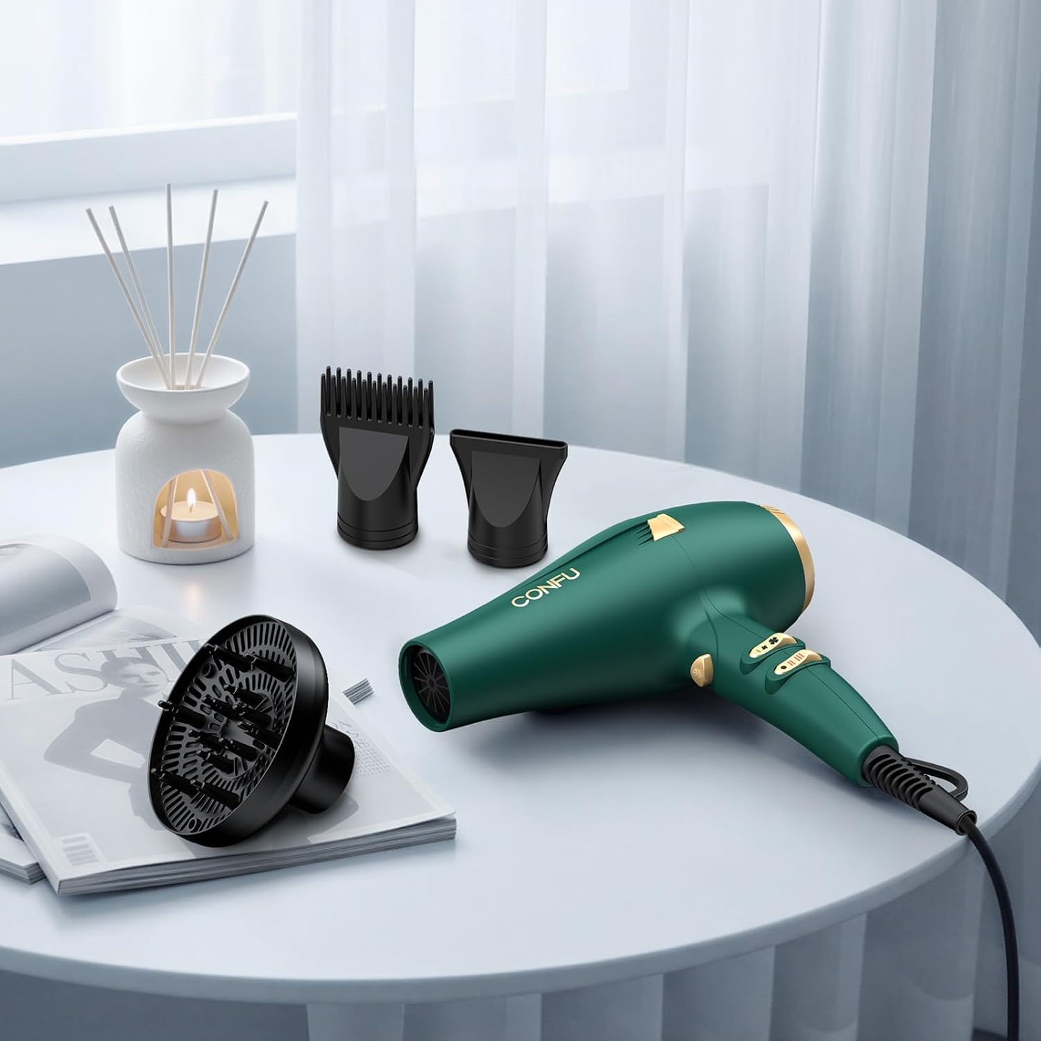 Sèche-cheveux professionnel 2400W ionique - Vert foncé - Jusqu'à -33%