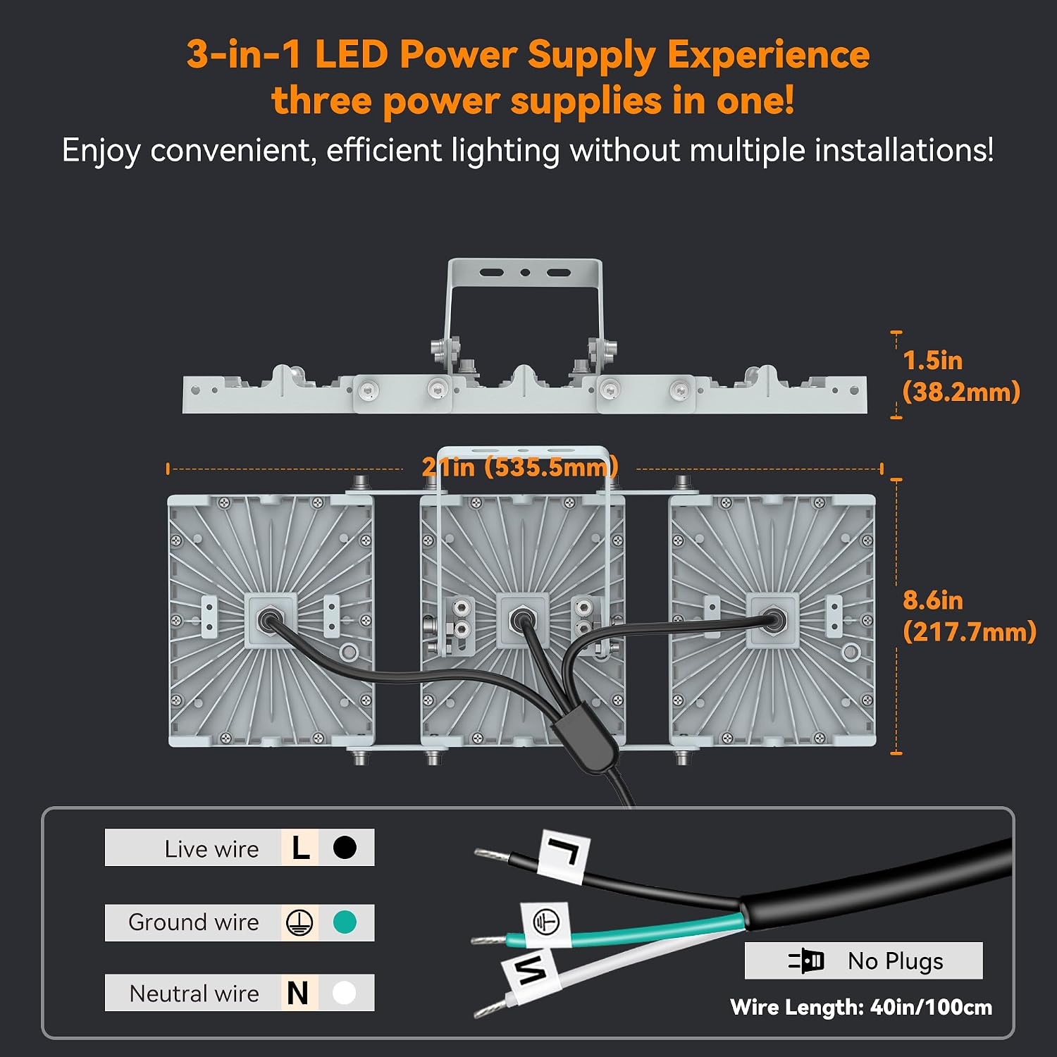 Projecteur LED 300W 30000lm - 3 têtes orientables - Jusqu'à -29%