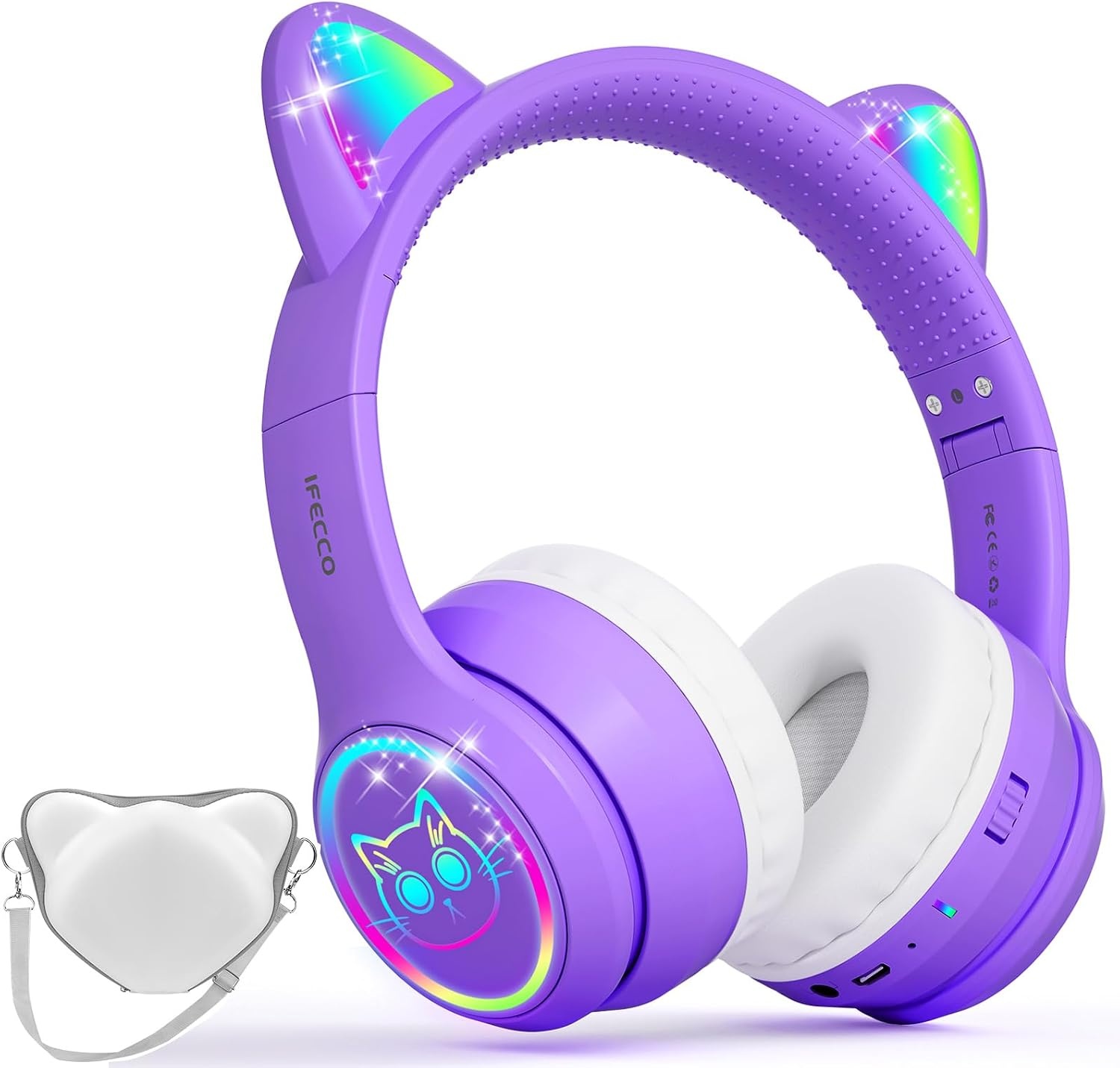 Casque Bluetooth Enfant Oreilles de Chat Violet - Jusqu'à 31% de réduction
