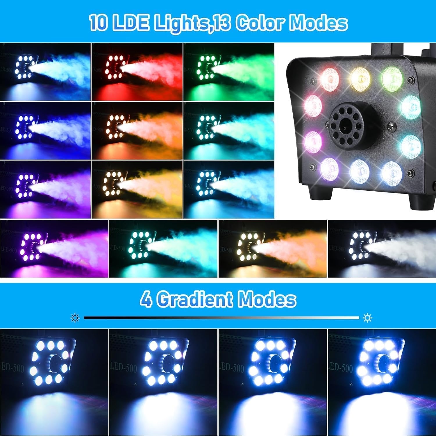 Mini machine à fumée 500W LED - Télécommandée - Jusqu'à 34% de remise