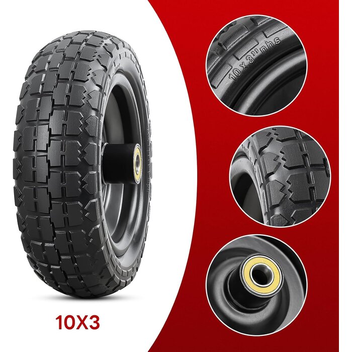Lot de 2 roues increvables 10x3-6 pour diable et brouette - Jusqu'à 29% de remise