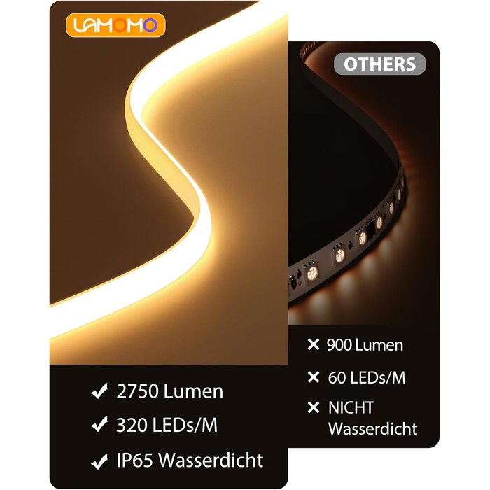 Ruban LED COB 10m Blanc Chaud - IP65 - Dimmable - Jusqu'à -34% en Outlet