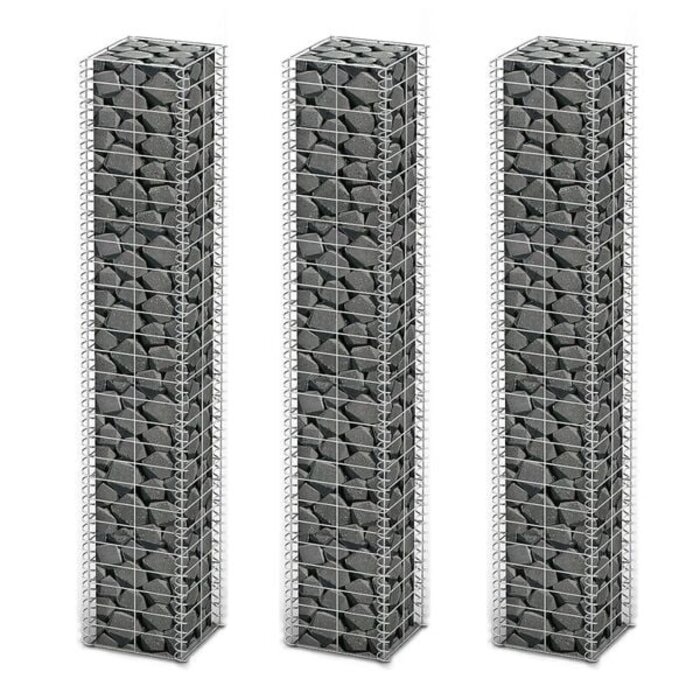 Set de 3 gabions en acier galvanisé 25x150cm - Jusqu'à -33%