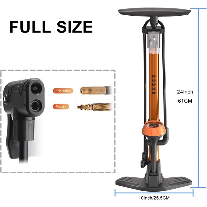 Pompe à vélo à pied 11 bars acier - Jusqu'à 32% de remise