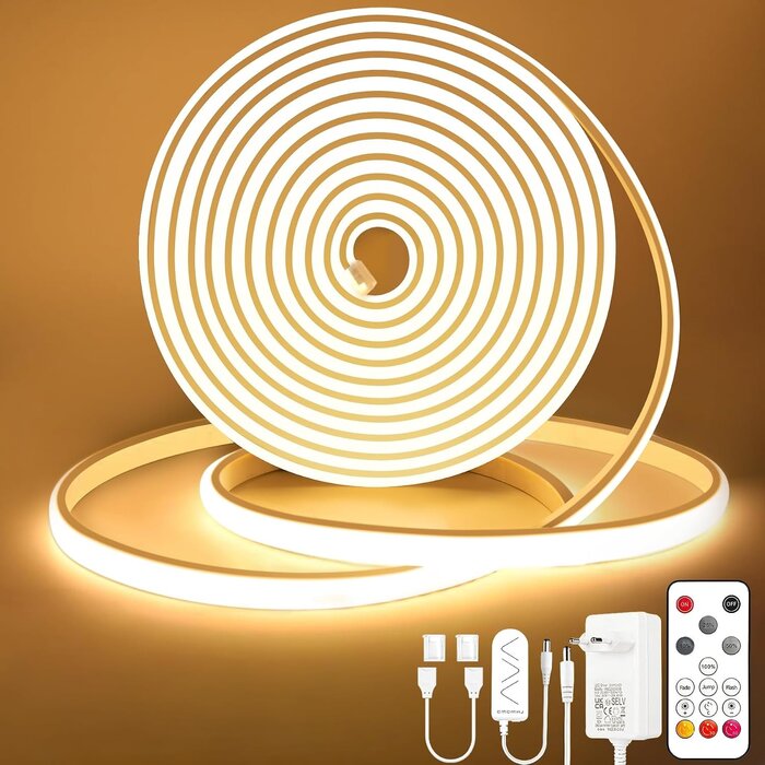 Ruban LED Néon COB 10m Blanc Chaud - Jusqu'à -29% sur votre éclairage