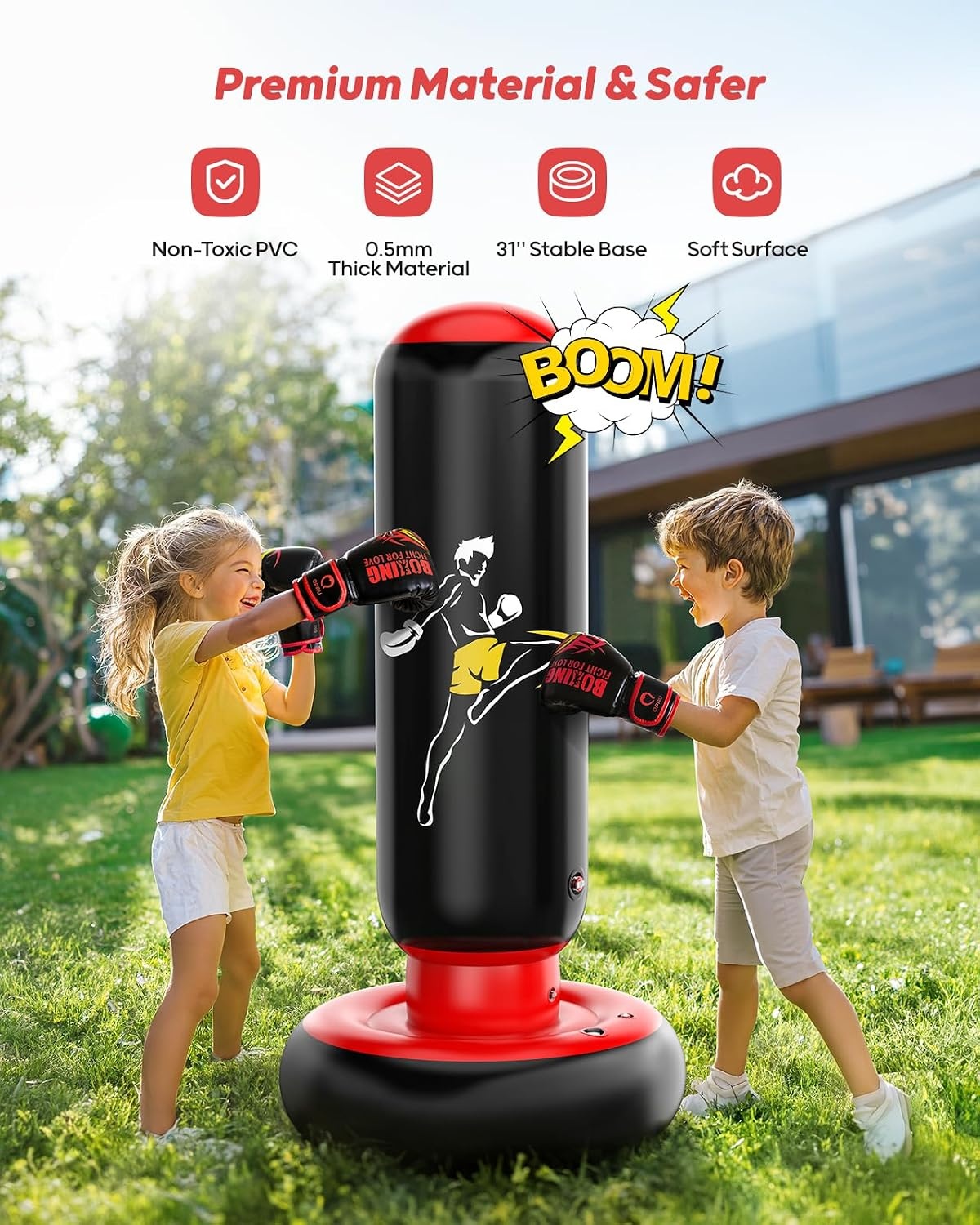 Sac de frappe gonflable pour enfants, 168 cm - Jusqu'à 29% de réduction