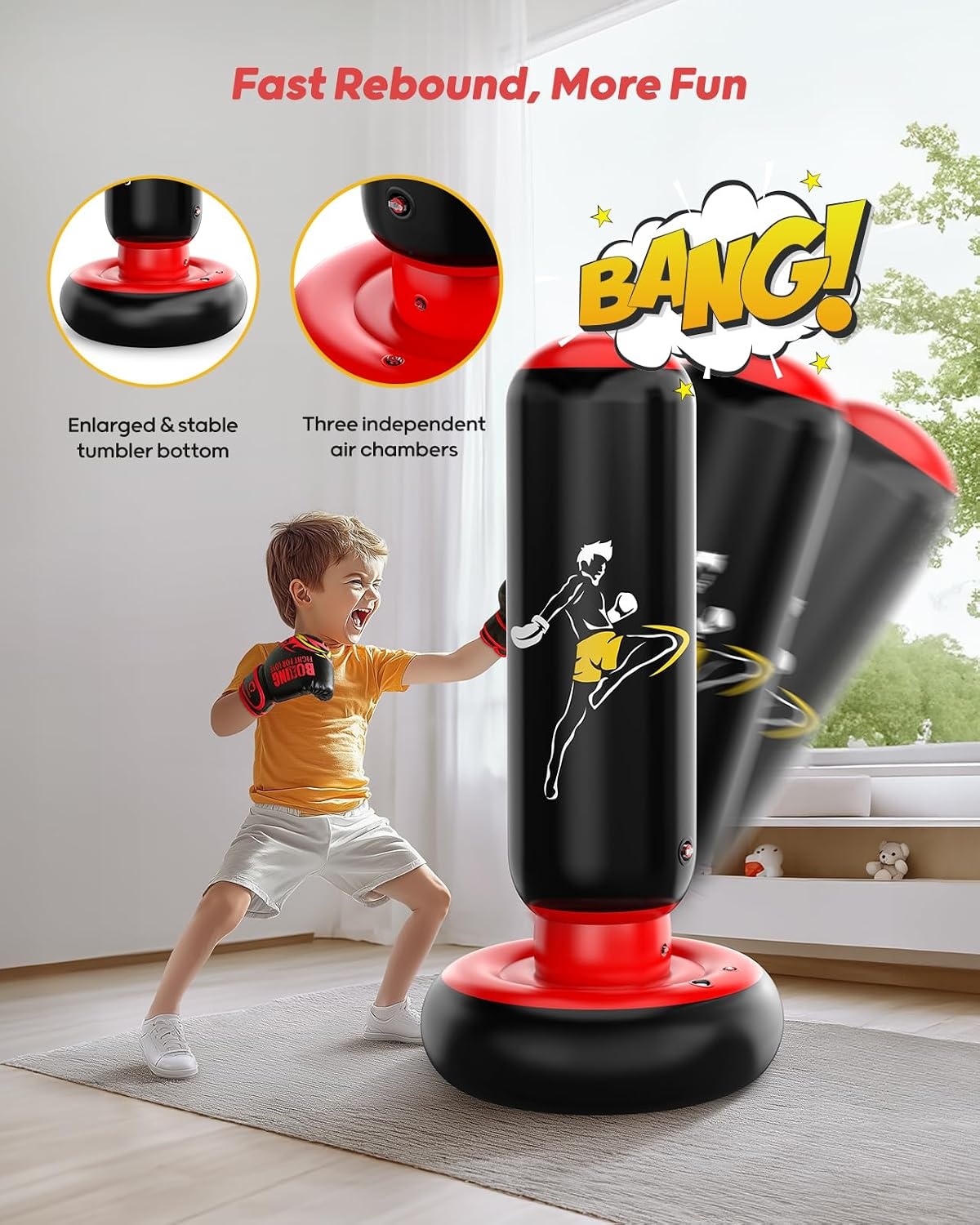 Sac de frappe gonflable pour enfants, 168 cm - Jusqu'à 29% de réduction