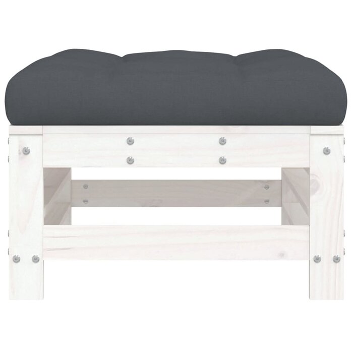 Repose-pieds de jardin en bois blanc avec coussin - Jusqu'à -33% Outlet