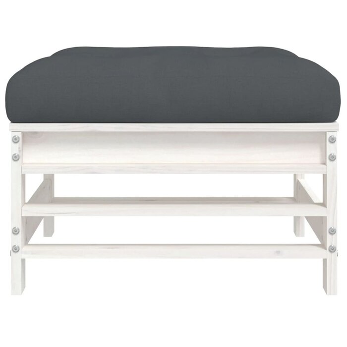 Repose-pieds de jardin en bois blanc avec coussin - Jusqu'à -33% Outlet