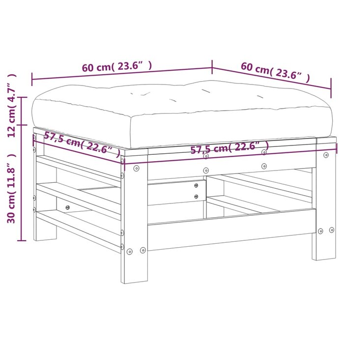Repose-pieds de jardin en bois blanc avec coussin - Jusqu'à -33% Outlet