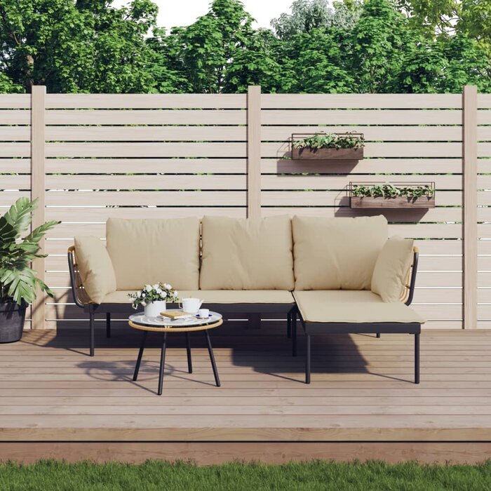 Salon de jardin 3 pièces rotin synthétique beige - Jusqu'à -35%