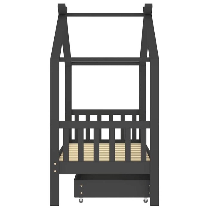 Lit cabane enfant 80x160cm en pin massif - Gris - Jusqu'à -35%
