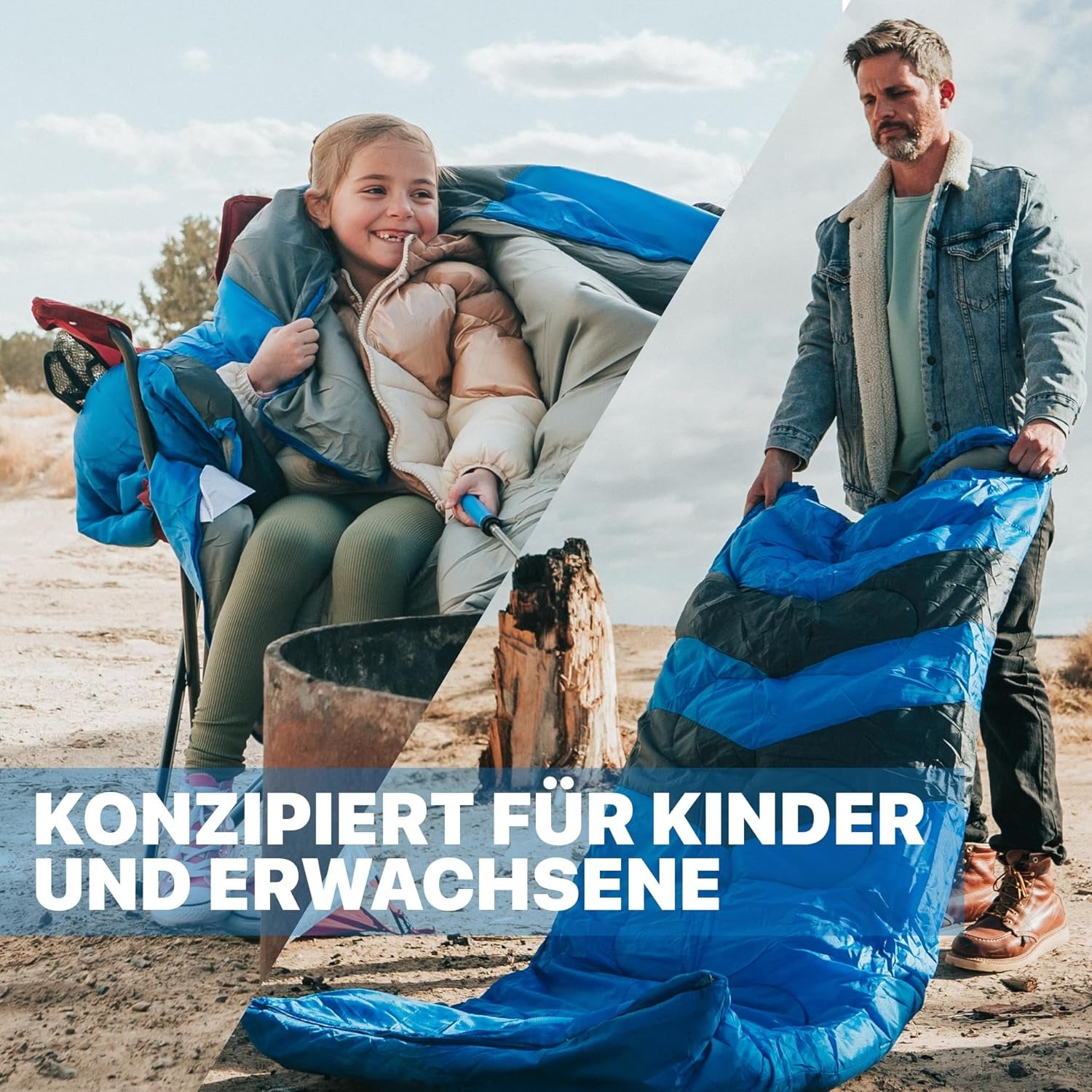 Sac de couchage camping 3-4 saisons - Bleu - Jusqu'à -31% de réduction