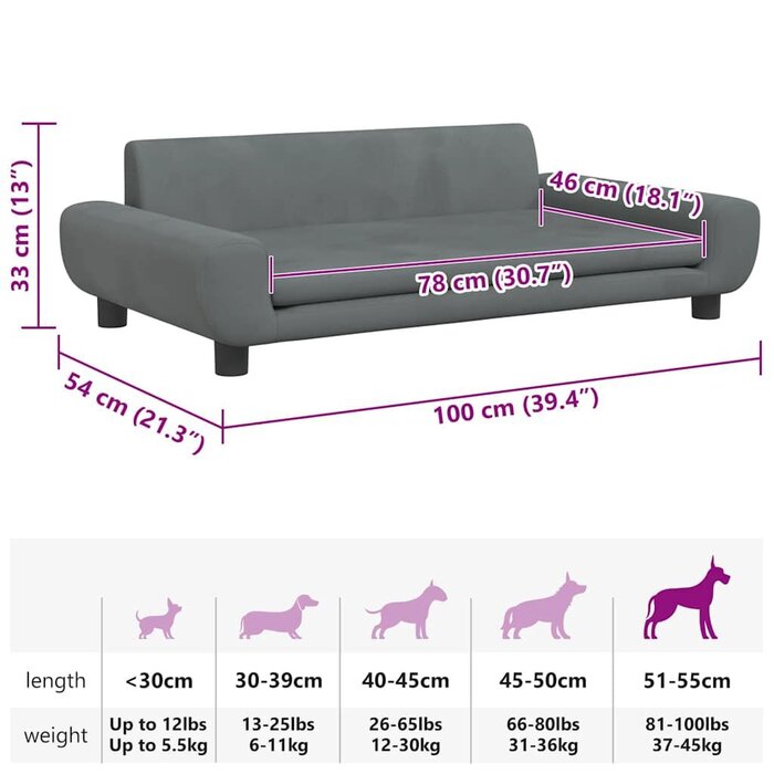 Canapé pour chien élégant en velours gris - Jusqu'à 34 % de réduction