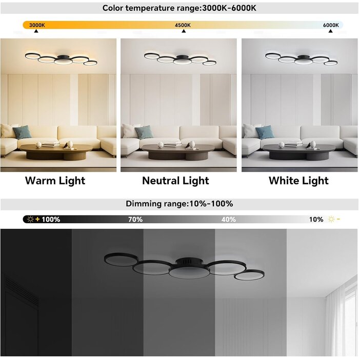 Plafonnier LED 5 cercles design noir - Jusqu'à 34% de remise