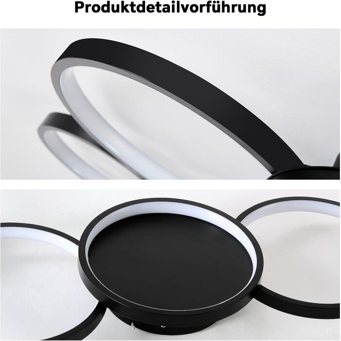 Plafonnier LED 5 cercles design noir - Jusqu'à 34% de remise