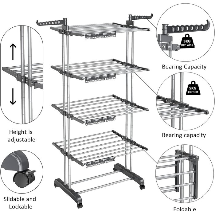 Étendoir à linge vertical 5 niveaux pliable - Jusqu'à -34% sur l'outlet