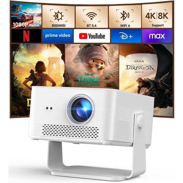 Projecteur Cinéma 1080P Android 14 - Rotation 180° - Jusqu'à 30% de remise