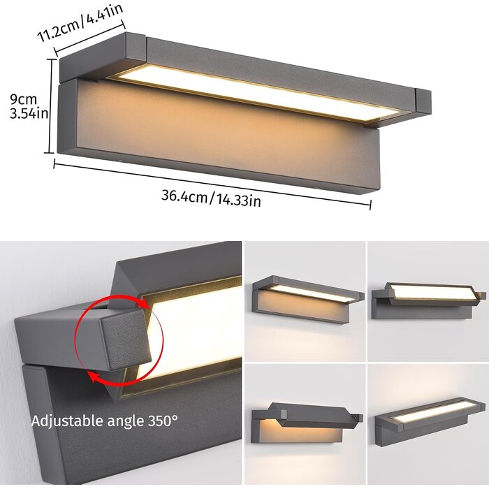 Applique Murale LED 36W IP65 Orientable - Gris foncé - Jusqu'à -34%