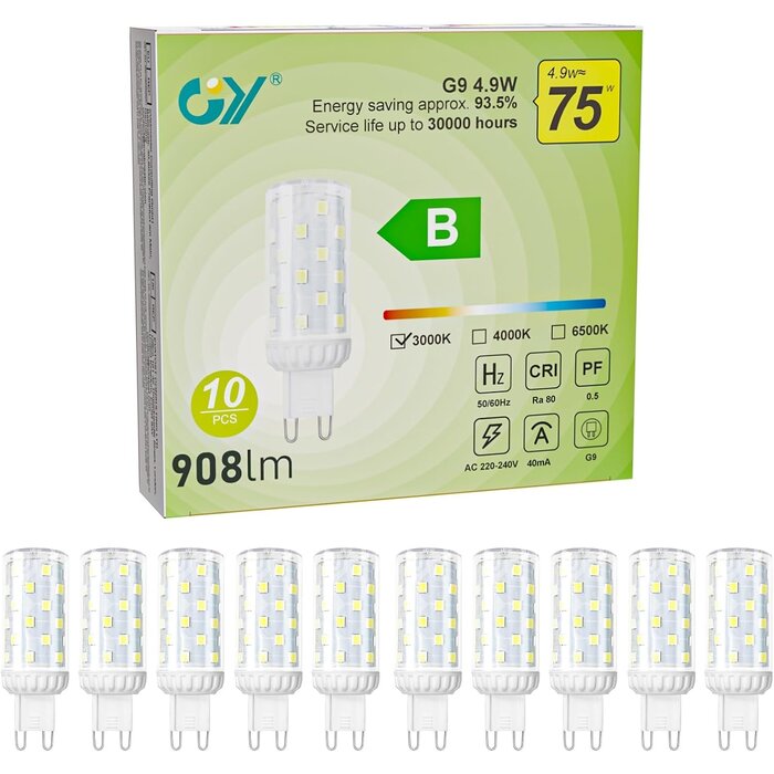 Lot de 10 ampoules LED G9 4,9W Blanc Chaud - Jusqu'à -32% sur l'outlet