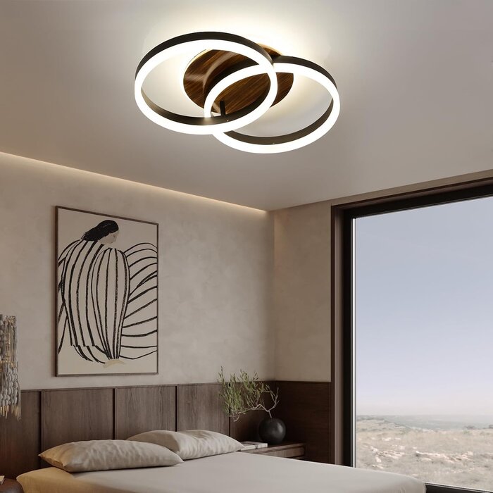 Plafonnier LED 50cm Noir et Bois - Intensité réglable - Jusqu'à -29%