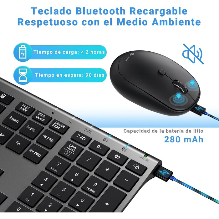 Ensemble clavier et souris sans fil QWERTY - Rechargeable - Jusqu'à -29%