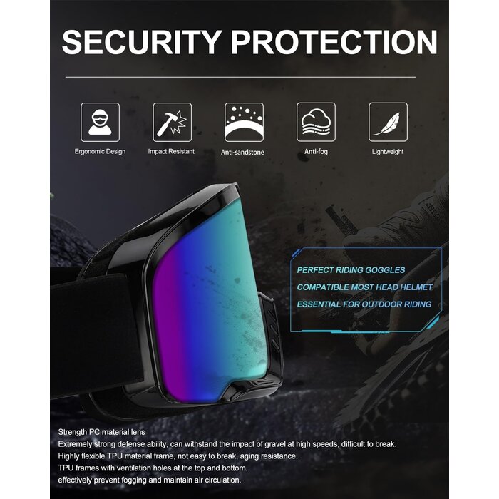 Masque de Moto, ATV et Ski - Protection UV et Anti-buée - Jusqu'à -26%